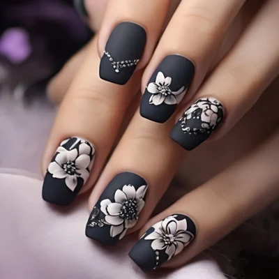 24pcs/set Medium long fake nails for women Spring