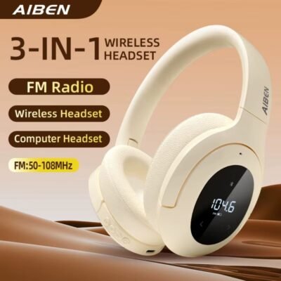 3-in-1 Wireless Bluetooth Headset with FM Radio