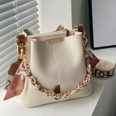 Women’s Fashion Ribbon Chain Bucket Bag