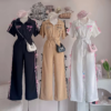 Women's Summer Bow-Tie Co-ord Set – Printed Polo Shirt & Wide-Leg Trousers