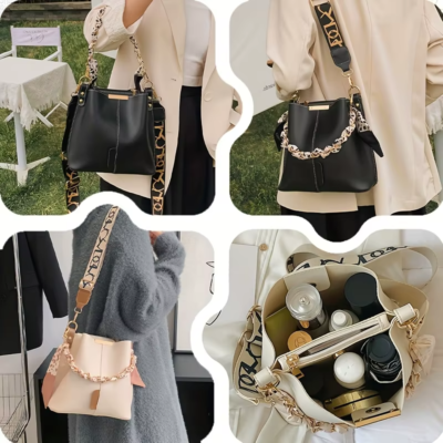 Women’s Fashion Ribbon Chain Bucket Bag