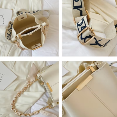 Women’s Fashion Ribbon Chain Bucket Bag