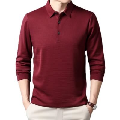 Men’s Business Casual Long Sleeve Polo Shirt