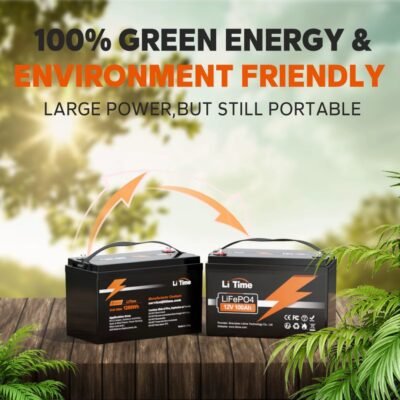 LiTime 12V 100Ah Smart LiFePO4 Lithium Battery with Bluetooth & Low-Temp Protection