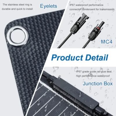 High-Efficiency 100W Monocrystalline Flexible Solar Panel (ETFE Waterproof)