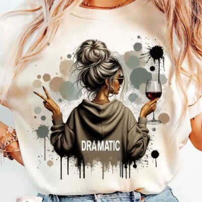 Just Breathe" Wine Girl Heat Transfer Sticker | Easy DIY Clothing Decal