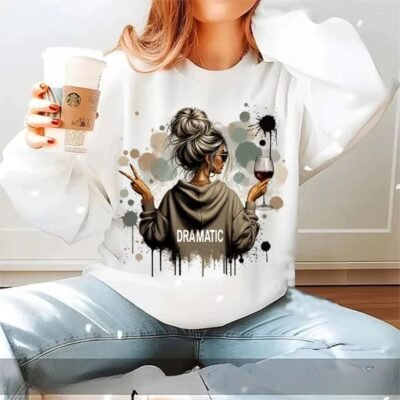 Just Breathe" Wine Girl Heat Transfer Sticker | Easy DIY Clothing Decal