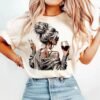 Just Breathe" Wine Girl Heat Transfer Sticker | Easy DIY Clothing Decal