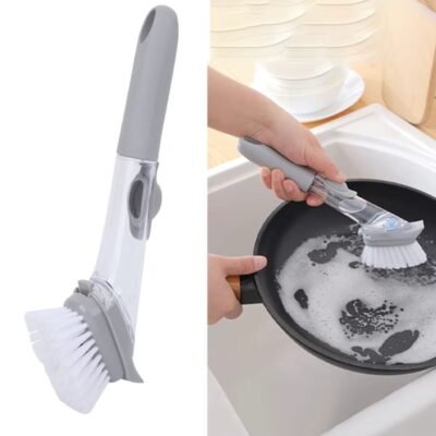 Soap Dispensing Dish Brush – Kitchen Scrub with 4 Heads