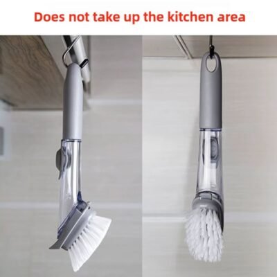 Soap Dispensing Dish Brush – Kitchen Scrub with 4 Heads