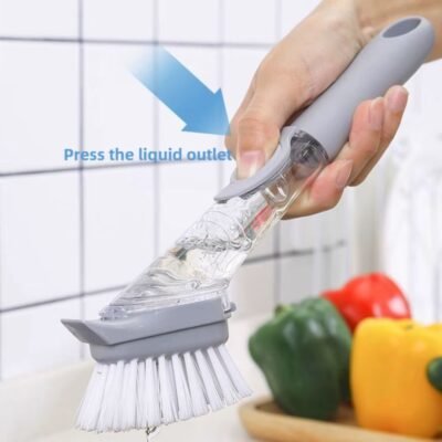 Soap Dispensing Dish Brush – Kitchen Scrub with 4 Heads