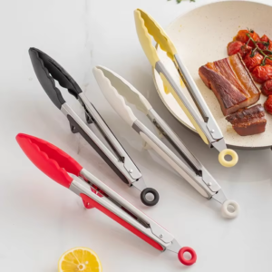 Silicone Kitchen Tongs – Non-Slip Stainless Steel BBQ Clamp